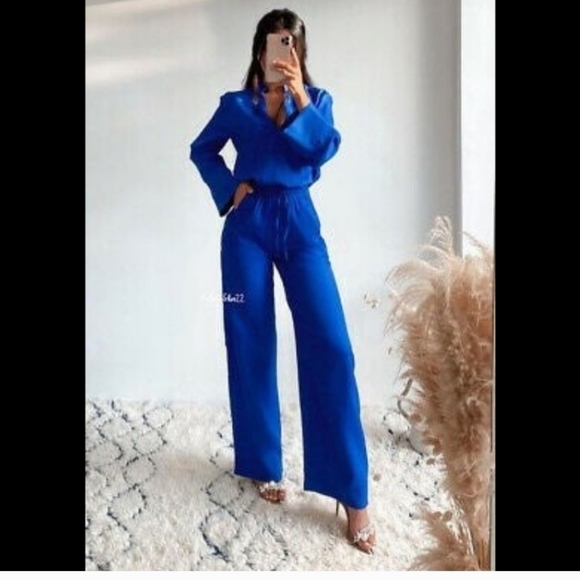 Zara wide flowy pant and blouse - Picture 1 of 11